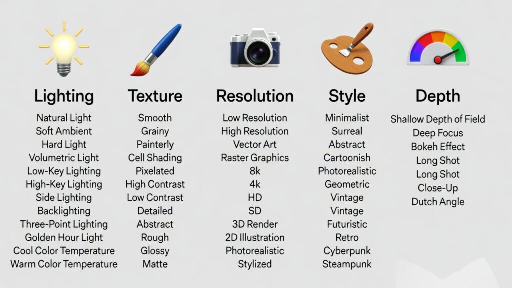 Infographic summarizing 20 Grok prompt modifiers for ultra-realistic images.