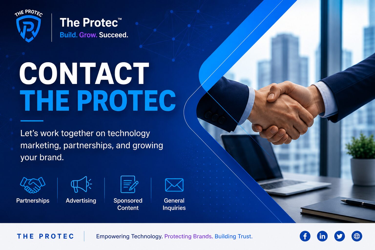 Contact The Protec for technology partnerships, advertising, sponsored content, and business inquiries.