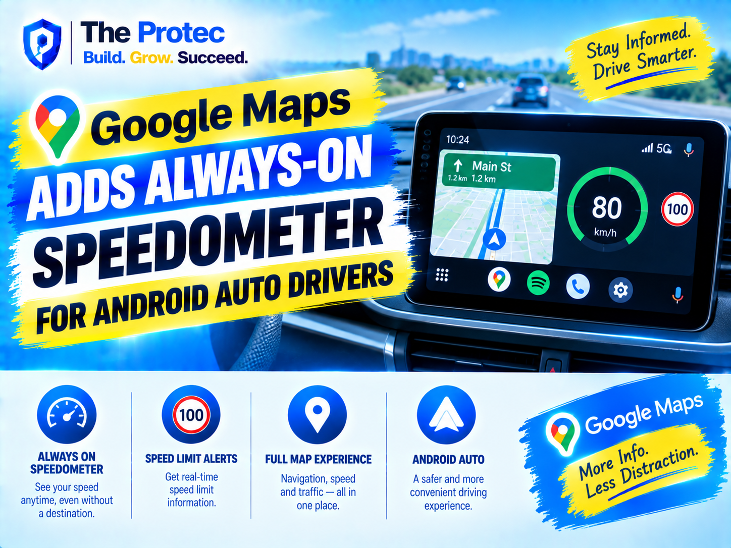 Google Maps Adds Always-On Speedometer for Android Auto Drivers