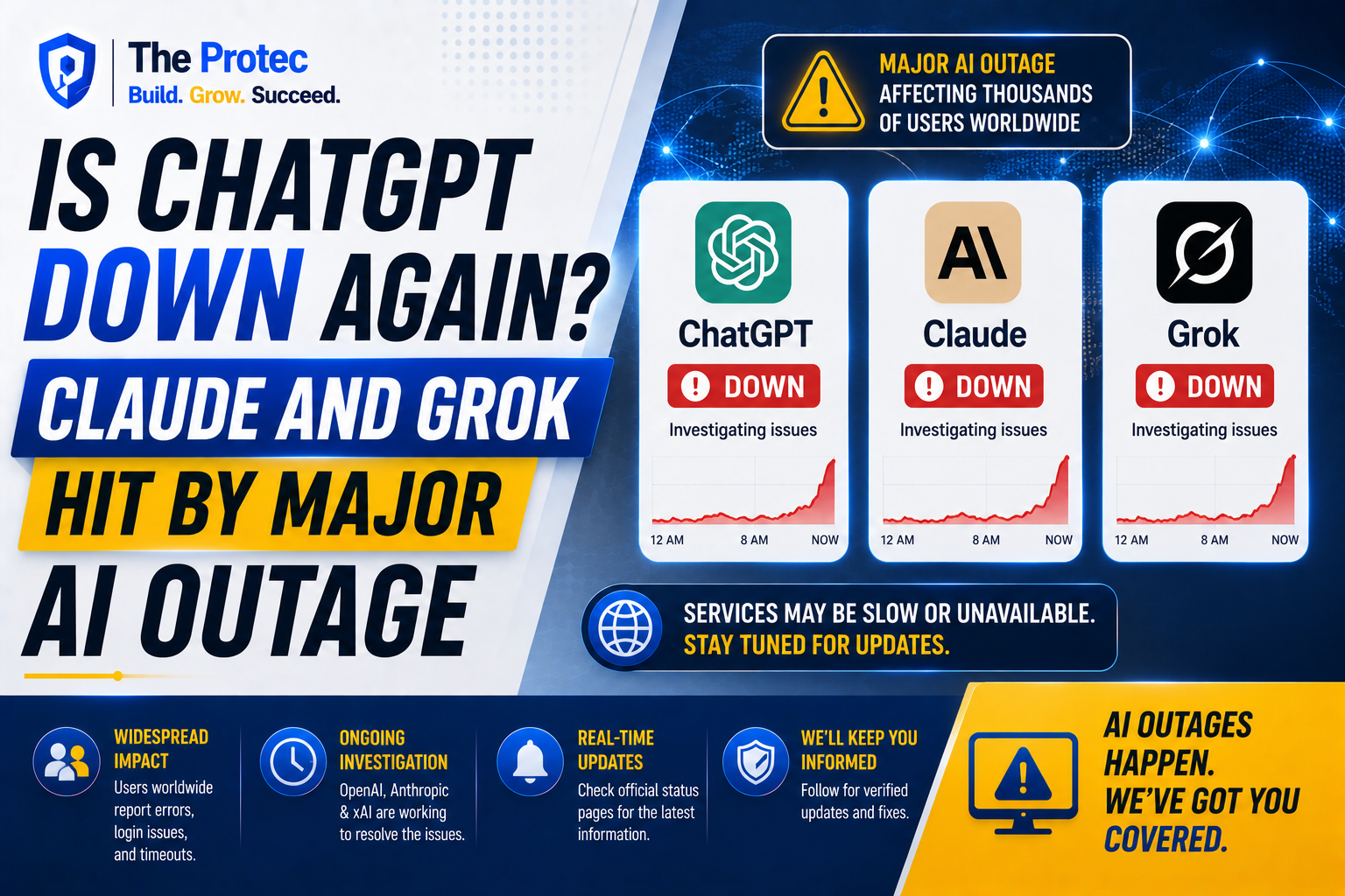 Is ChatGPT Down Again? Claude and Grok Hit by Major AI Outage