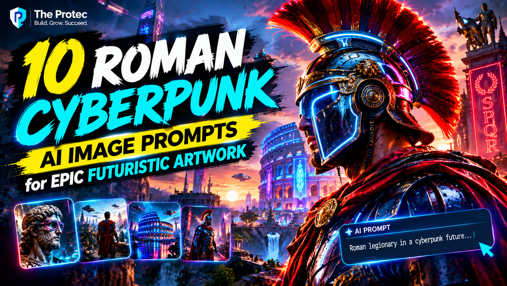 10 Roman cyberpunk AI image prompts for epic futuristic artwork