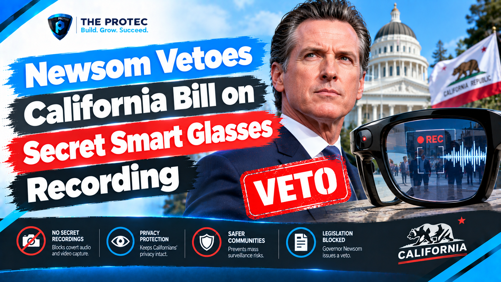 Newsom Vetoes California Bill on Secret Smart Glasses Recording