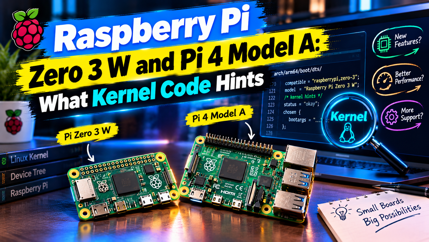 Raspberry Pi Zero 3 W and Pi 4 Model A: What Kernel Code Hints